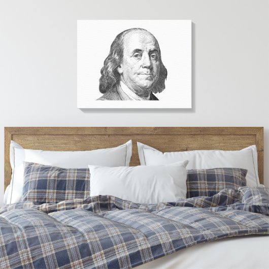 100 dollar, Benjamin Franklin Canvas Afdruk (Insitu (Slaapkamer))