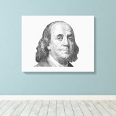 100 dollar, Benjamin Franklin Canvas Afdruk (Insitu (Houten vloer))