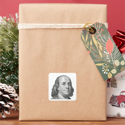100 dollar, Benjamin Franklin Vierkante Sticker (Feestdagen)