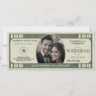 100 Dollar Bill Fotobruiloft Kaart