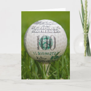 100 dollar Birthday Golfbal Kaart