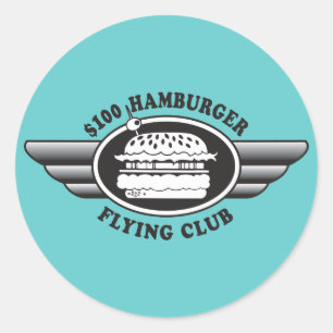 100 dollar hamburger - Flying Club Ronde Sticker