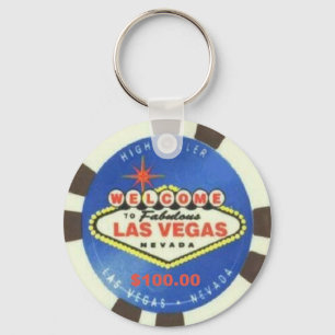$100 Dollar Poker Chip Blue Las Vegas Sleutelhange Sleutelhanger