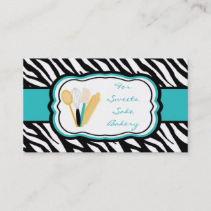 100 Electric Blue Zebra Bakery Chef Carte de visit