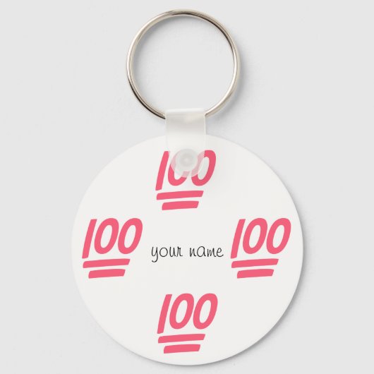 100% Emoji en '' Jouw naam Hier " Sleutelhanger (Voorkant)