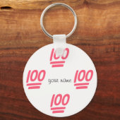 100% Emoji en '' Jouw naam Hier " Sleutelhanger (Voorkant)