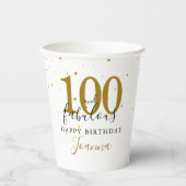 100 en Fabulous Goud Zwart Verjaardagsfeest Papieren Bekers (Voorkant)