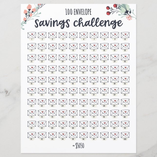 100 Envelope Money Saving Challenge Tracker (Voorkant)