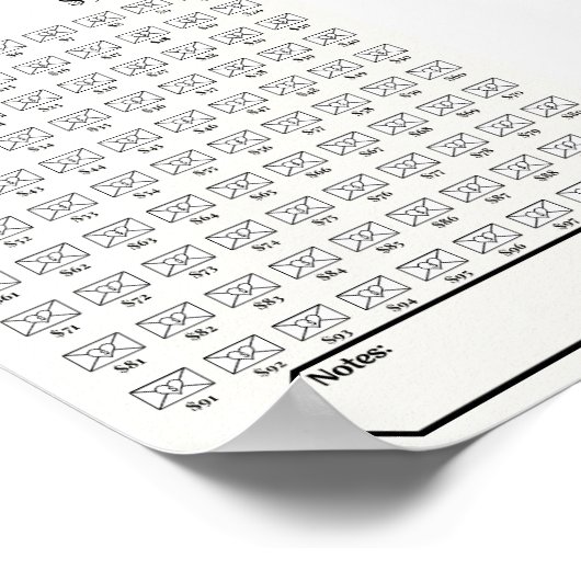 100 Envelope Saving Tracker Poster (Hoek)