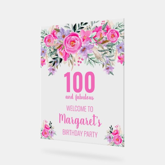 100 et fabuleux accueil fleuri rose (Angle)