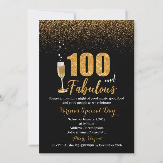 100 et une fabuleuse invitation d'anniversaire pou (Devant)
