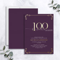 100 & Fabulous Paars & Goud Calligrafie Verjaardag
