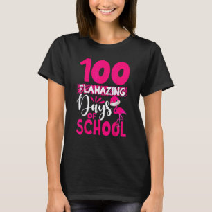 100 Flamazing Dagen Op School Flamingo Kinderen Le T-shirt