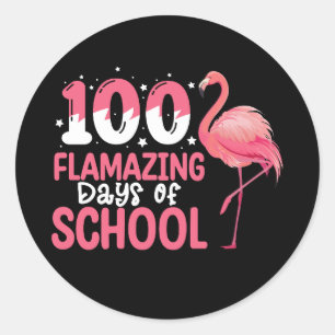 100 Flamingo Dagen van School Flamingo Docent Ronde Sticker