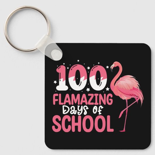 100 Flamingo Dagen van School Flamingo Docent Sleutelhanger (Voorkant)