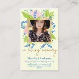 100 Floral Prayer Funeral Memorial PHOTO Visitekaartje