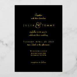 (100% Folie) zwart en goudlegant Folie Uitnodiging