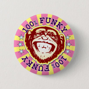100% Funky Monkey Badge Ronde Button 5,7 Cm