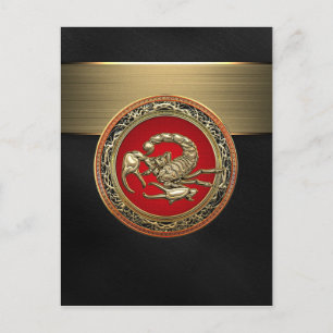 [100] Gangd gouden Scorpion op rood Briefkaart