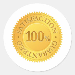 100% garantie ronde sticker