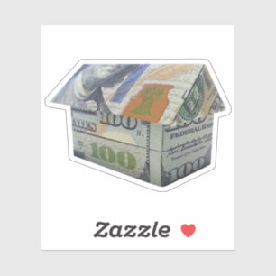 $100 Geld Origami Huis Sticker