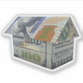 $100 Geld Origami Huis Sticker (Voorkant)