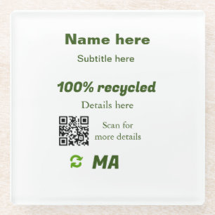 100% gerecycled voeg QR-code toe bedrijfsnaam Glazen Onderzetter