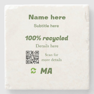 100% gerecycled voeg QR-code toe bedrijfsnaam Stenen Onderzetter