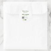 100% gerecycleerd voeg hier Q R-code toe bedrijfsn Ronde Sticker (Tas)