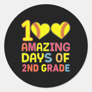 100 geweldige dagen van 2e klas Softll Student Tea Ronde Sticker