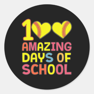 100 Geweldige dagen van School Softll Player Stude Ronde Sticker