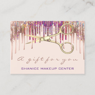 100 Gift Certificate Hairdresser Scissor Drip Gold Visitekaartje