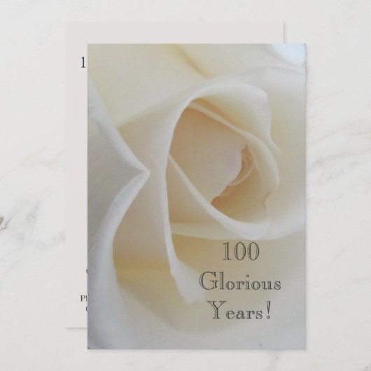 100 GloriousYears!-Birthday Celebration/White Rose Kaart (Voorkant / Achterkant)