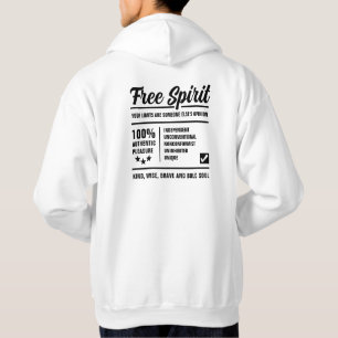 100% Gratis Vrije Geest Dappere Ziel Zwarte Typogr Hoodie