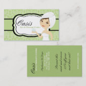 100 Green Damask Spa Therapy Massage Visitekaartje (Voorkant / Achterkant)