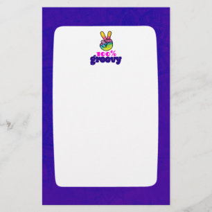 100% Groovy met Rainbow Hand Peace Sign Briefpapier