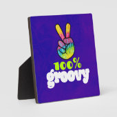 100% Groovy met Rainbow Hand Peace Sign Fotoplaat (Voorkant)