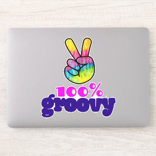 100% Groovy met Rainbow Hand Peace Sign Sticker