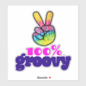100% Groovy met Rainbow Hand Peace Sign Sticker (Vel)