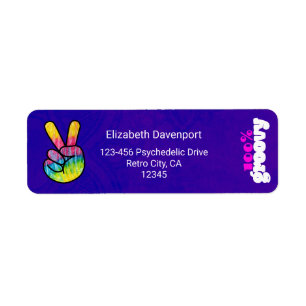 100% Groovy Rainbow Hand Peace Sign Etiket