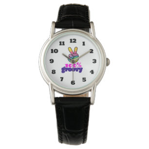 100% Groovy Rainbow Hand Peace Sign Horloge