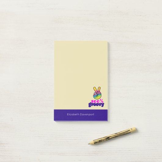 100% Groovy Rainbow Hand Peace Sign Post-it® Notes (Op bureau)