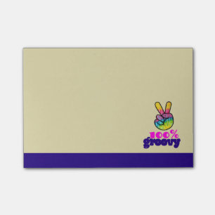 100% Groovy Rainbow Hand Peace Sign Post-it® Notes