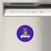 100% Groovy Regenboog met Hand Vredesteken Magneet (Insitu (Vaatwasser))