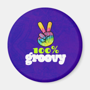 100% Groovy Regenboog met Hand Vredesteken Magneet