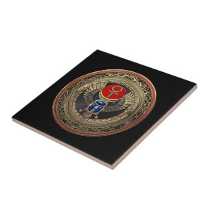 [100] Heilig goud Egyptisch scharretje met Ankh Tegeltje