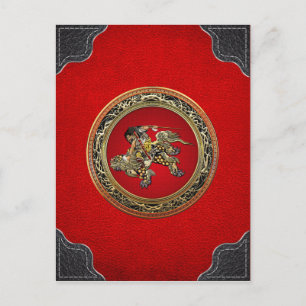 [100] Hokusai - Shoki Riding Shishi Lion Briefkaart