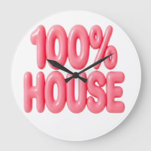 100% HOUSE ROZE LETTERTYPEN GROTE KLOK