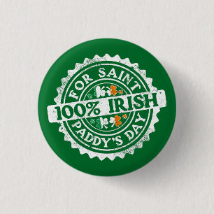 100% Iers (voor Sint Paddy's Day) w shamrock Ronde Button 3,2 Cm