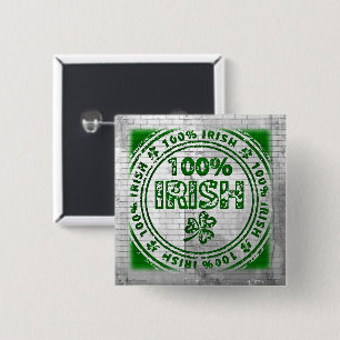 100% Ierse Graffiti-muur Vierkante Button 5,1 Cm